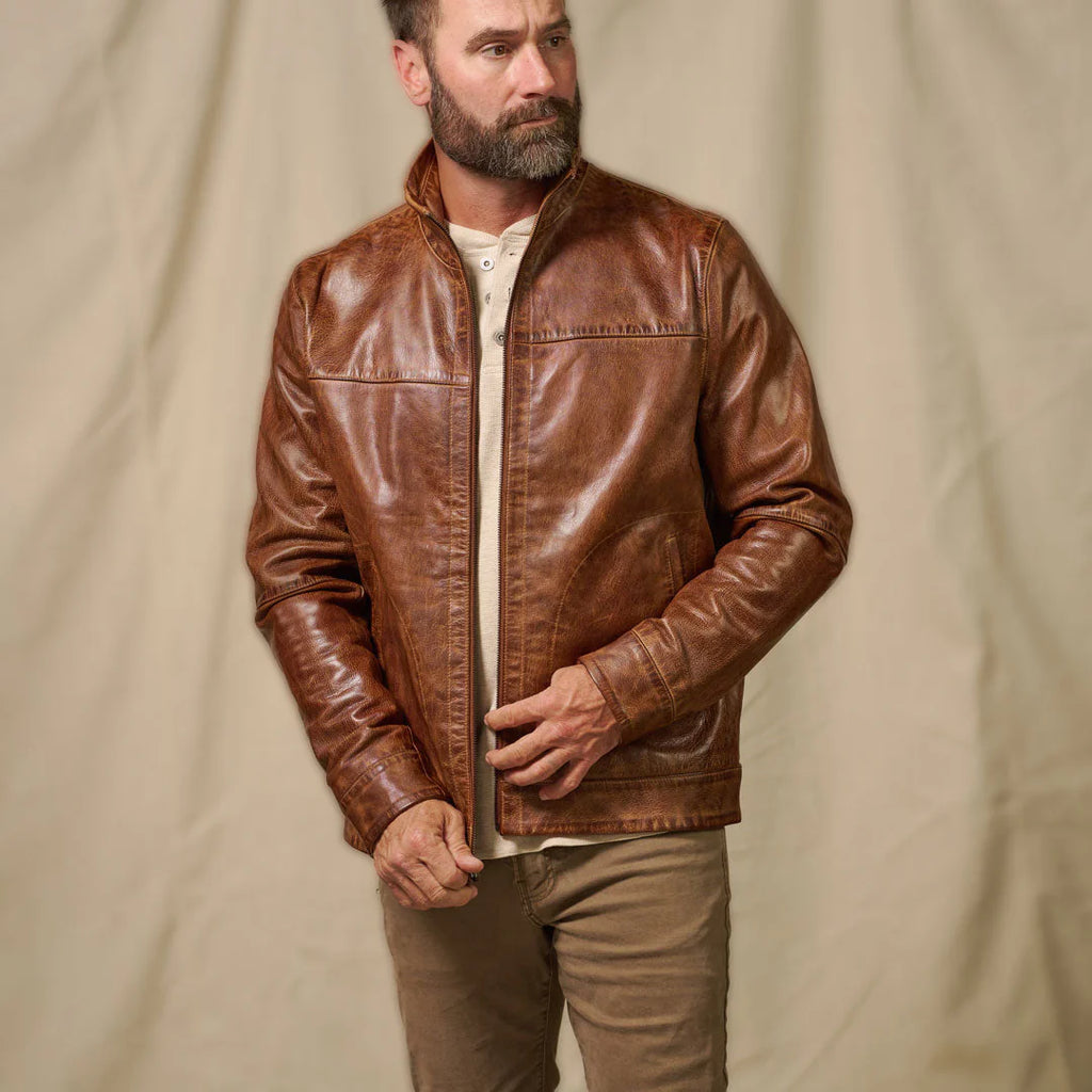 Men's Brown Lightweight Leather Motorcycle Jacket