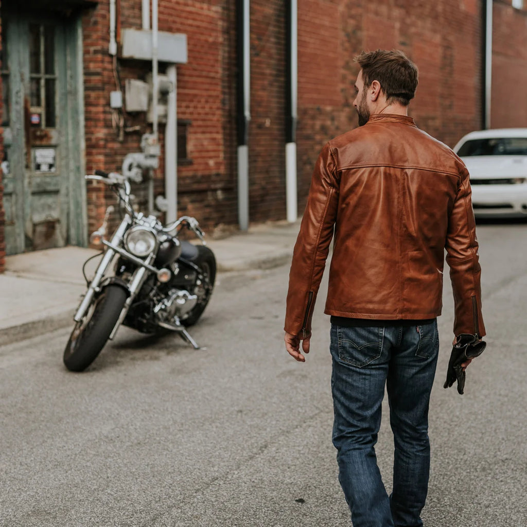 Men's Brown Leather Biker Jacket | Motorcycle Jacket