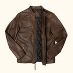 Men's Dark Brown Leather Biker Jacket | Moto Jacket