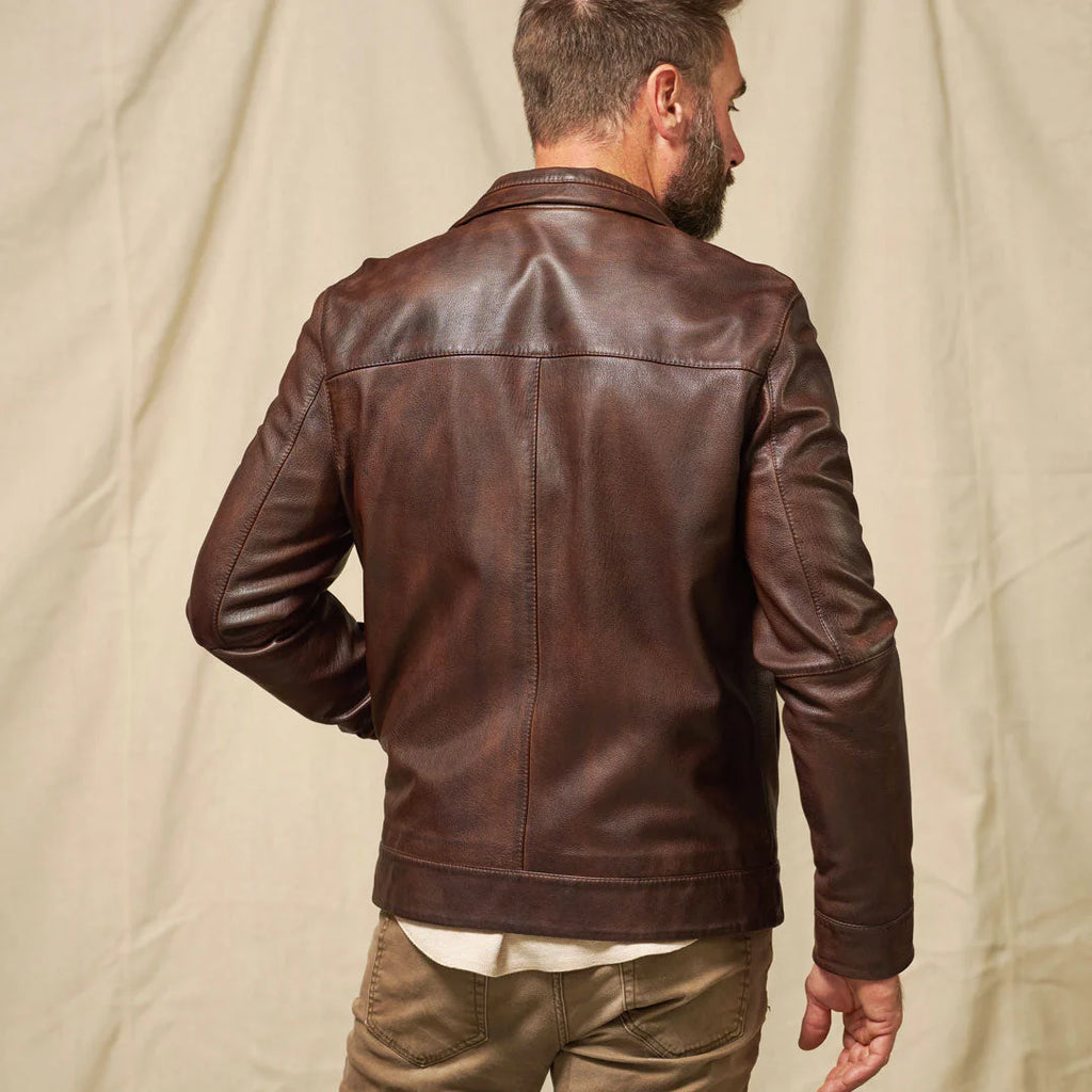 Men's Dark Brown Lightweight Leather Motorcycle Jacket