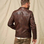 Men's Dark Brown Lightweight Leather Motorcycle Jacket