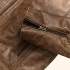 Men's Dark Brown Cafe Racer Leather Biker Jacket
