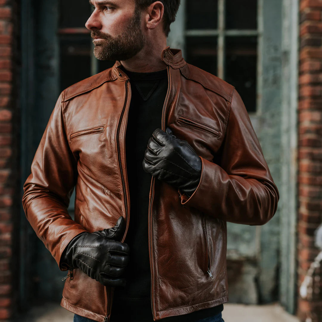 Men's Brown Leather Biker Jacket | Motorcycle Jacket
