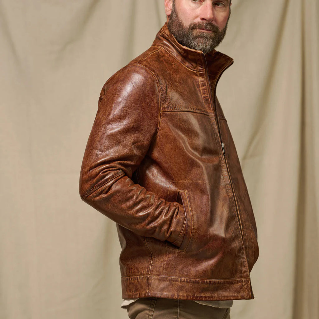 Men's Brown Lightweight Leather Motorcycle Jacket
