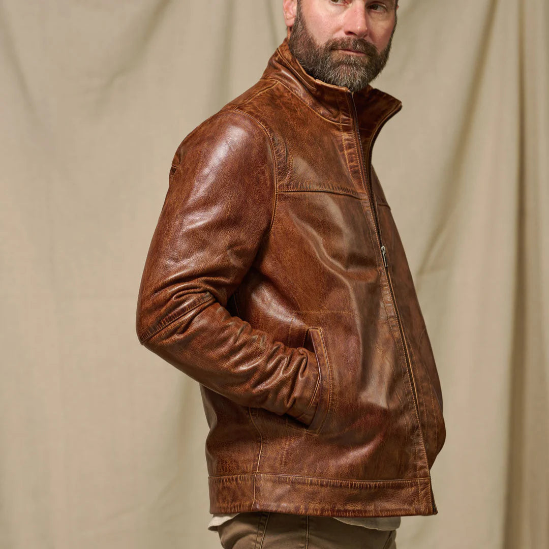 Men's Brown Lightweight Leather Motorcycle Jacket