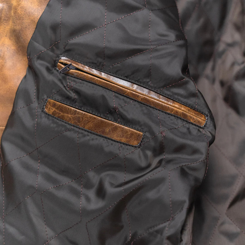 Men's Brown Cafe Racer Leather Biker Jacket