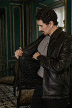 Men's Black Lambskin Leather Biker Jacket