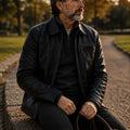 Men's Black Lambskin Leather Biker Jacket