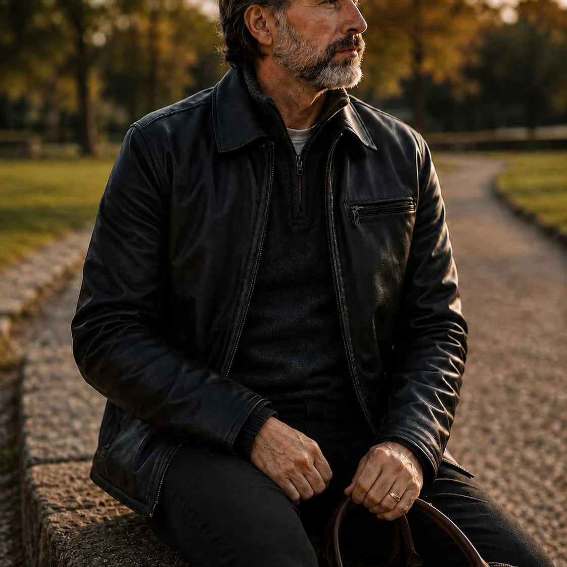 Men's Black Lambskin Leather Biker Jacket