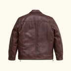 Men's Dark Brown Distressed Lambskin Leather Biker Jacket
