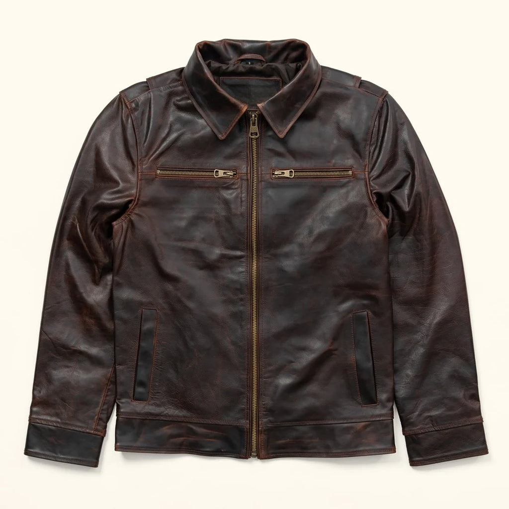 Men's Dark Brown Legacy Leather Flight Jacket – Full Grain Cow Leather