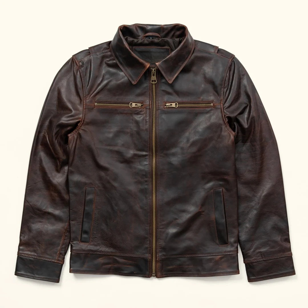 Men's Dark Brown Legacy Leather Flight Jacket – Full Grain Cow Leather