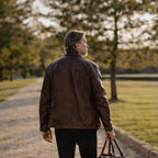 Men's Dark Brown Distressed Lambskin Leather Biker Jacket