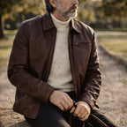Men's Dark Brown Distressed Lambskin Leather Biker Jacket