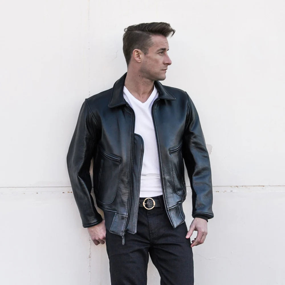 Men's Black Lambskin Leather Motorcycle Jacket | Raiders Moto Jacket
