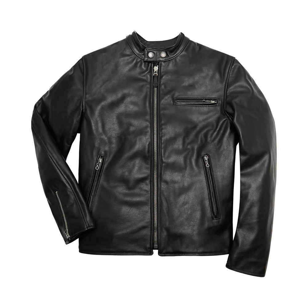 Men's 1960 Leather Racer Jacket – Slim Fit Café Racer Biker Jacket