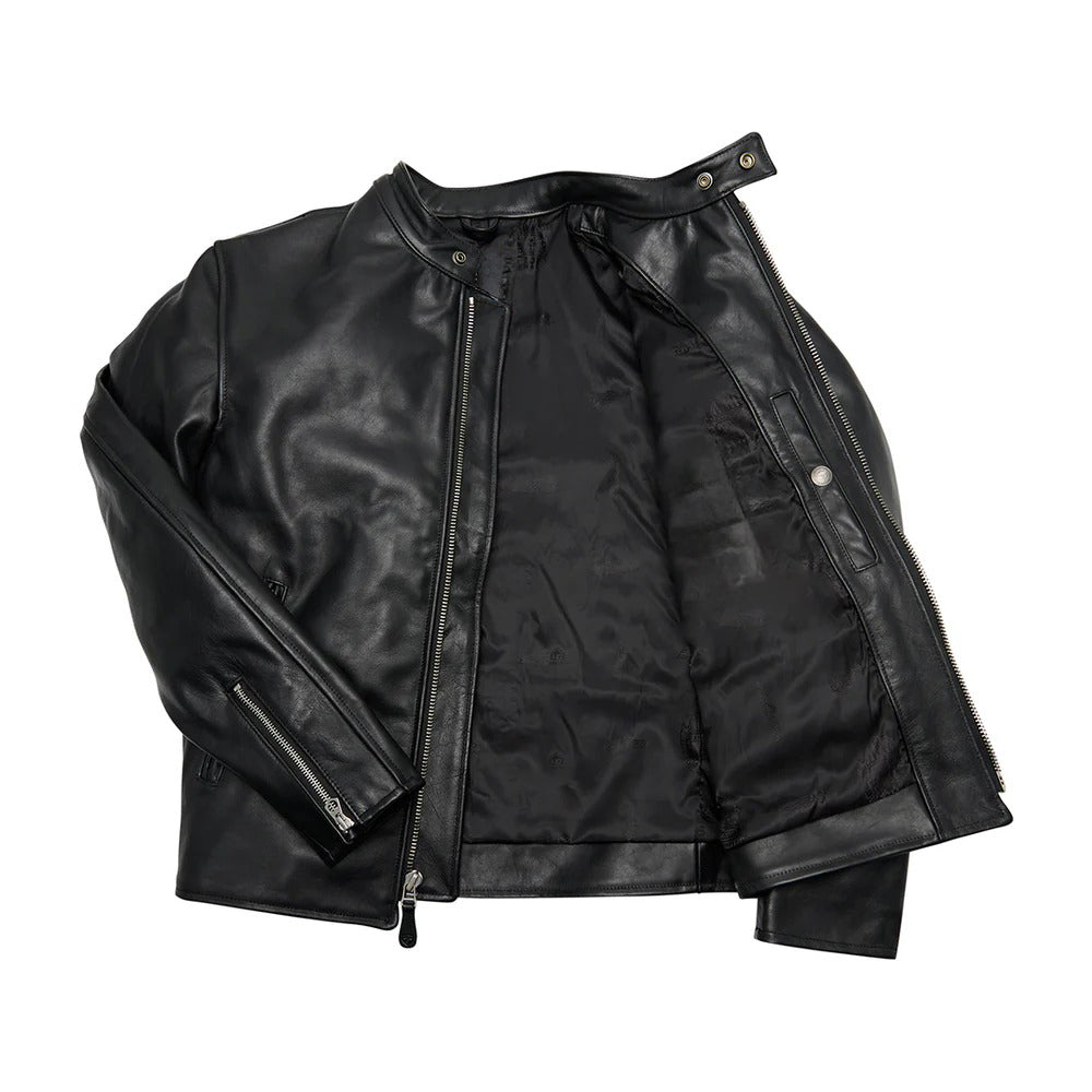 Men's 1960 Leather Racer Jacket – Slim Fit Café Racer Biker Jacket
