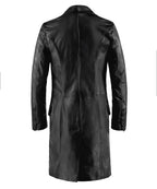 Men's Antique Leather Long Trench Coat