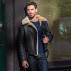Men's B-2 Shearling Bomber Jacket – WWI Flight Jacket in Genuine Sheepskin Leather