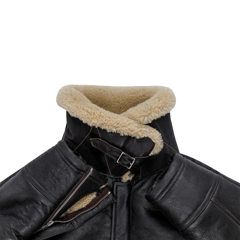 Men's B-2 Shearling Bomber Jacket – WWI Flight Jacket in Genuine Sheepskin Leather