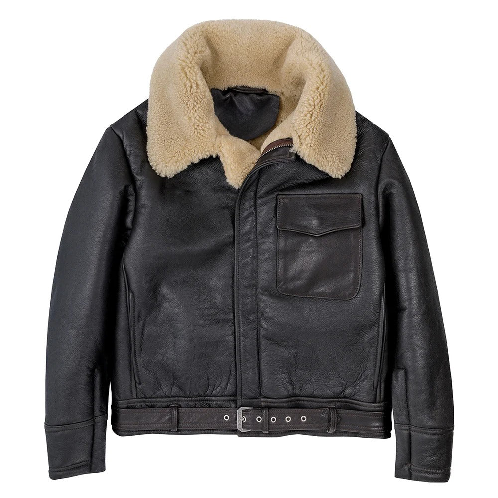 Men's B-2 Shearling Bomber Jacket – WWI Flight Jacket in Genuine Sheepskin Leather