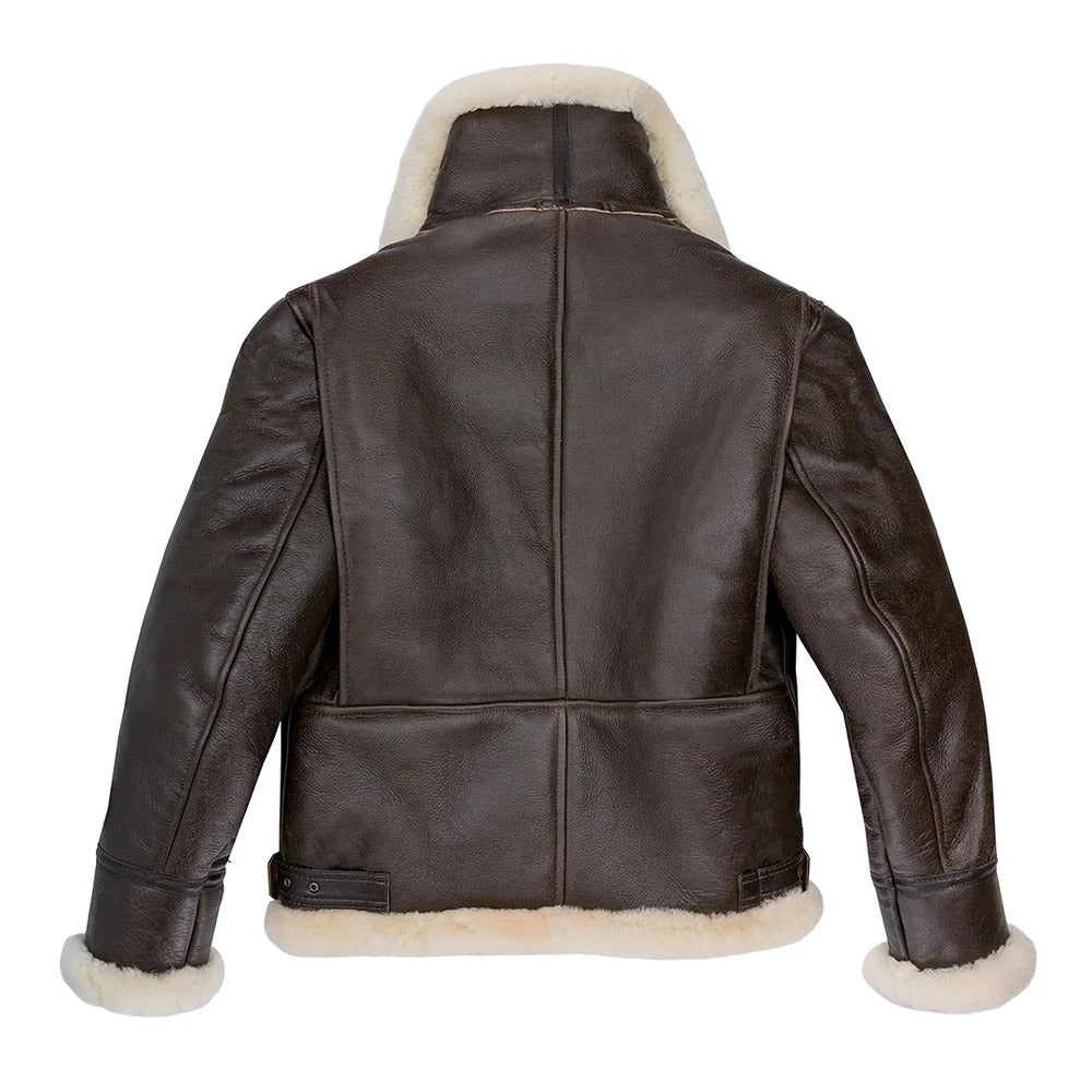 Men's B-9 Sheepskin Leather Jacket – Genuine Sheepskin Faux Fur Lined Bomber Coat