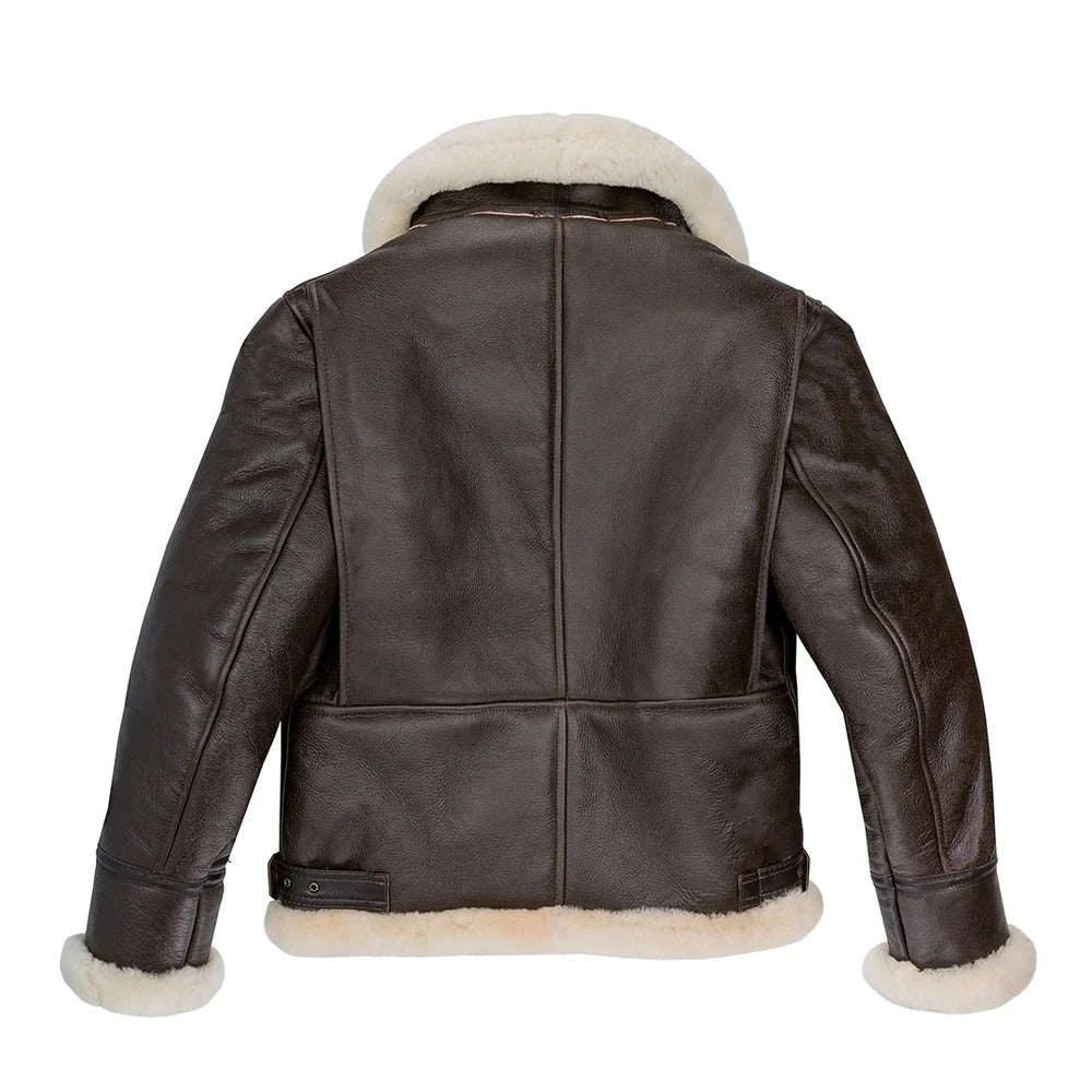 Men's B-9 Sheepskin Leather Jacket – Genuine Sheepskin Faux Fur Lined Bomber Coat