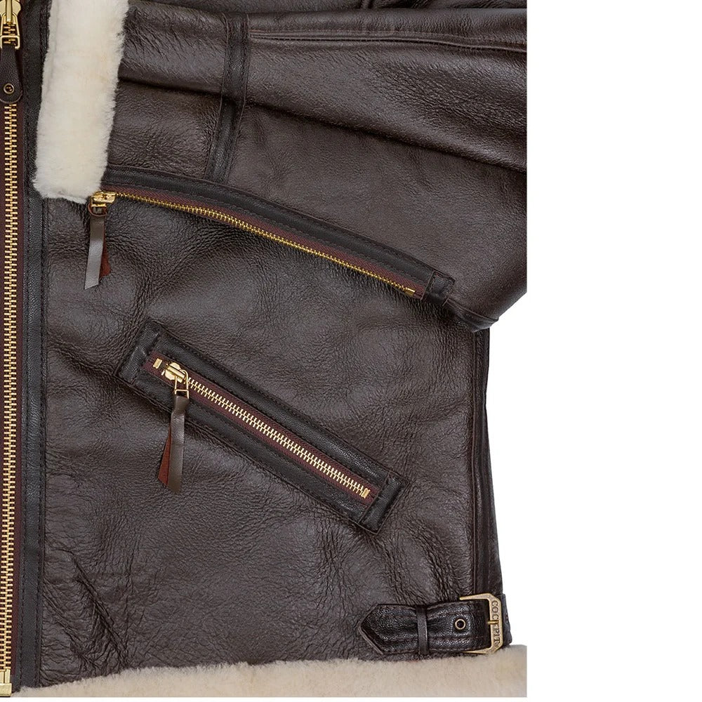 Men's B-9 Sheepskin Leather Jacket – Genuine Sheepskin Faux Fur Lined Bomber Coat