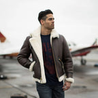 Men's B-9 Sheepskin Leather Jacket – Genuine Sheepskin Faux Fur Lined Bomber Coat