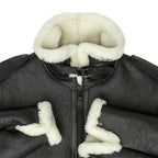 Men's B6 Black Bomber Jacket – Genuine Sheepskin Leather Faux Fur Lined Coat