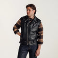Men's Belted Asymmetrical Biker Leather Vest