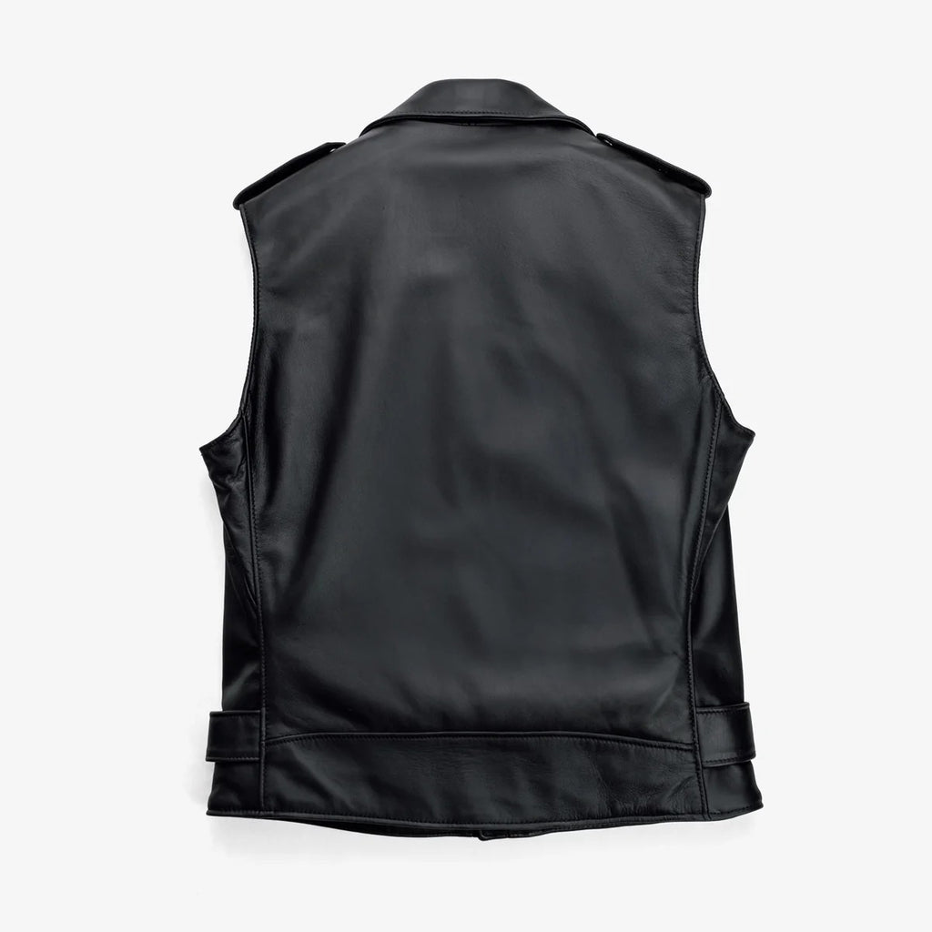 Men's Belted Asymmetrical Biker Leather Vest
