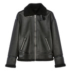 Men's Black B-3 Shearling Leather Bomber Jacket