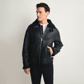 Men's Black B-3 Shearling Leather Bomber Jacket