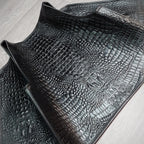 Men's Black Crocodile Embossed Leather Biker Vest