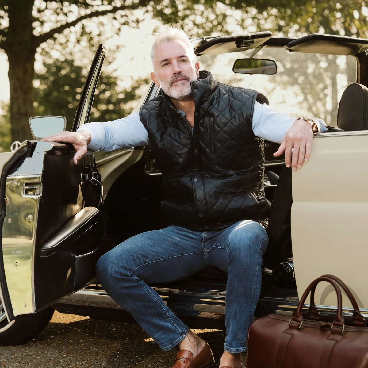 Men's Quilted Leather Vest