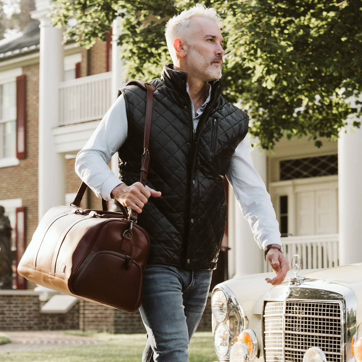 Men's Quilted Leather Vest