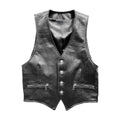 Men’s Black Genuine Leather Biker Vest  Shearling Jacket