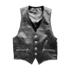 Men’s Black Genuine Leather Biker Vest  Shearling Jacket