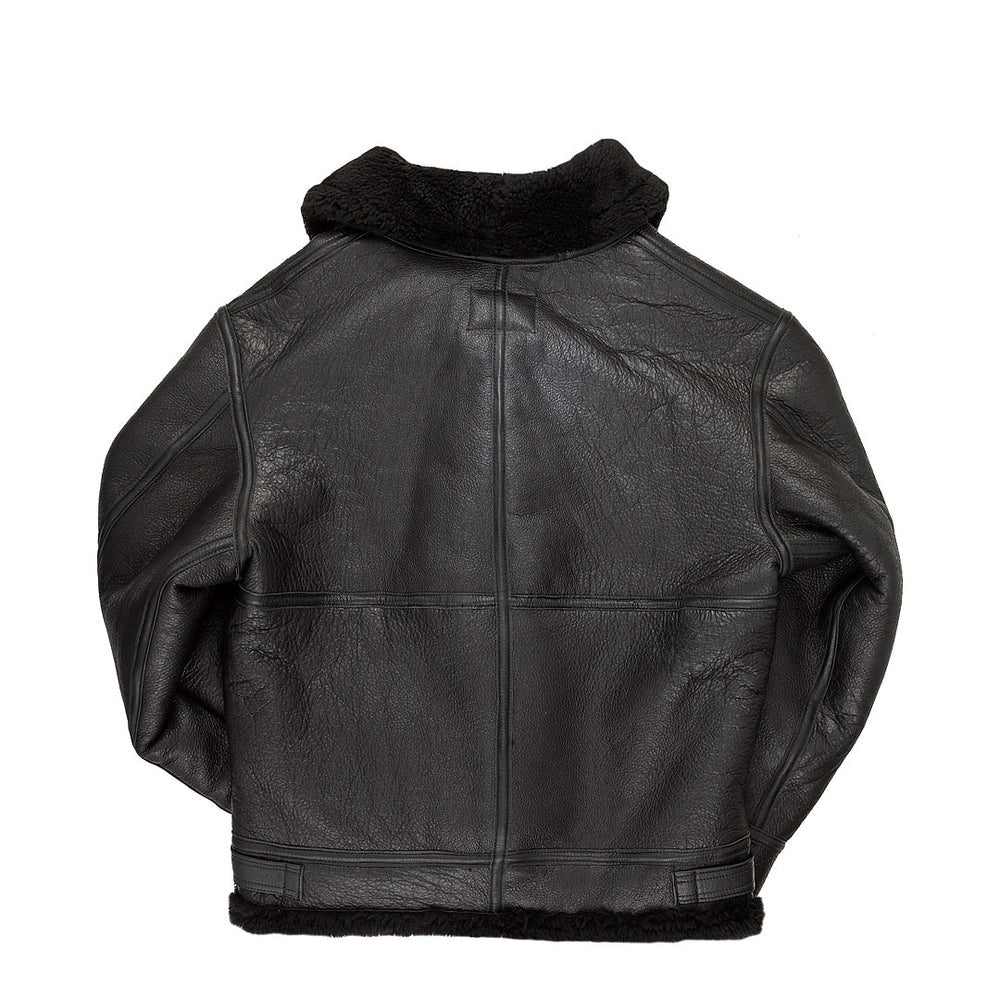 Men's Black Hooded B3 Shearling Bomber Jacket