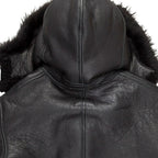 Men's Black Hooded B3 Shearling Bomber Jacket