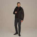 Men's Black Hooded Shearling Leather Jacket