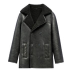 Men’s Black Lambskin Shearling Leather Coat