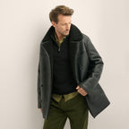 Men’s Black Lambskin Shearling Leather Coat
