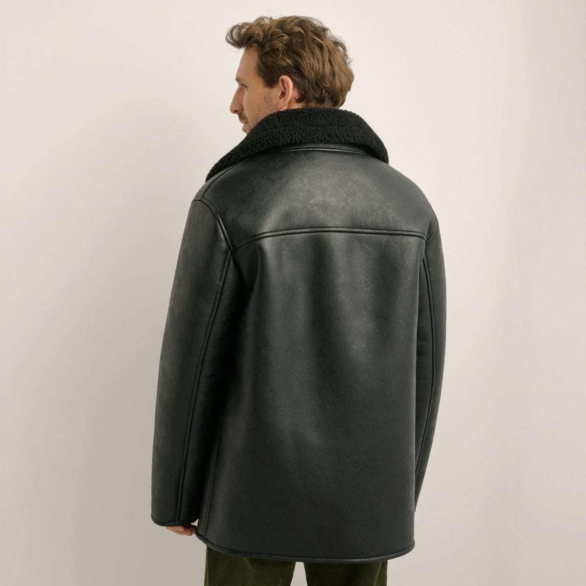 Men’s Black Lambskin Shearling Leather Coat