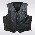 Men's Black Leather Biker Vest