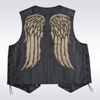 Men's Black Leather Biker Vest