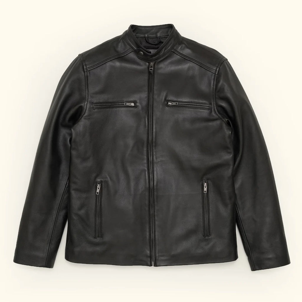 Men's Black Leather Biker Jacket