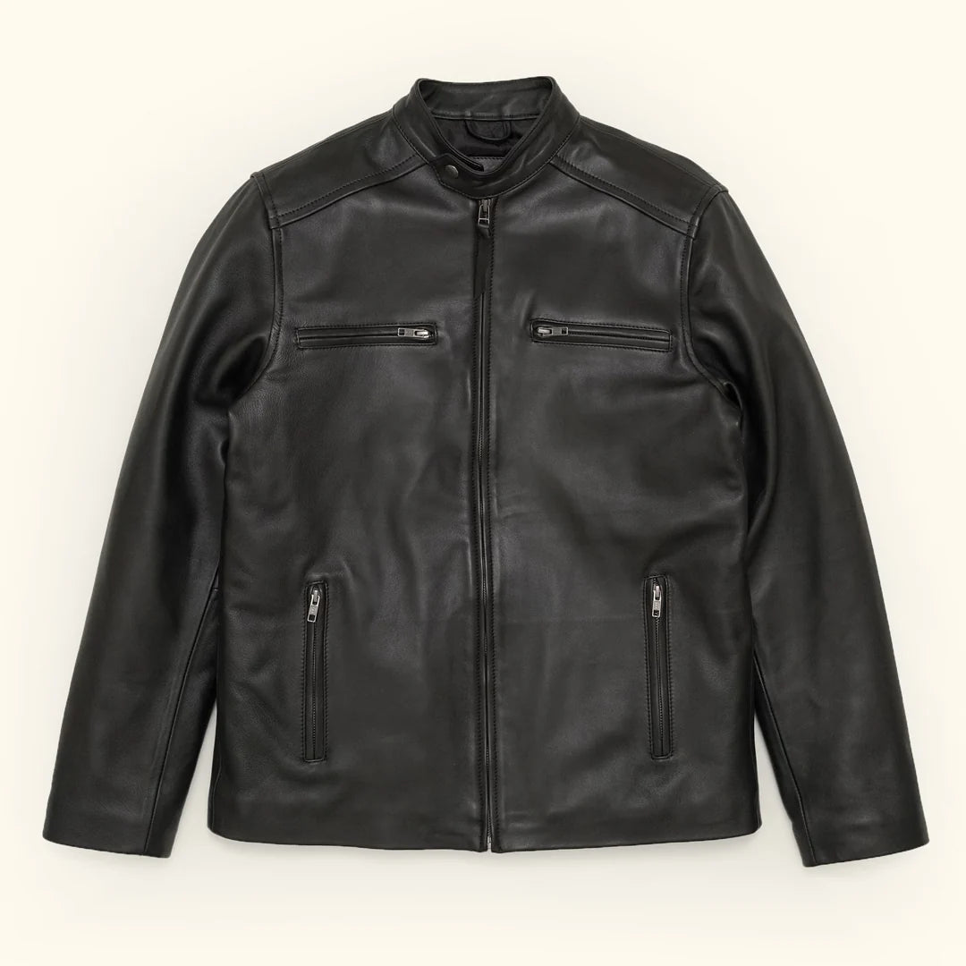 Men's Black Leather Biker Jacket