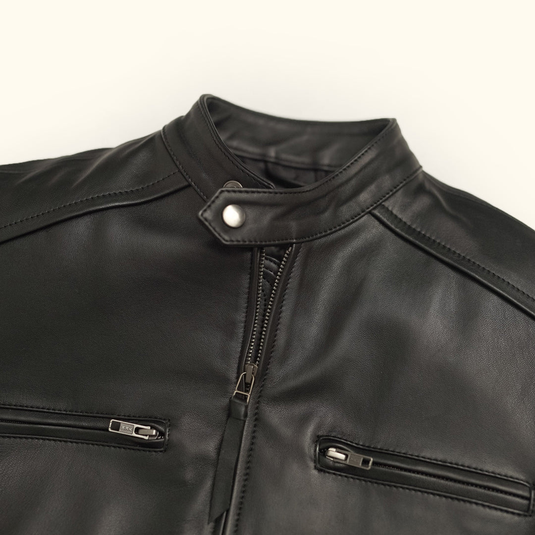 Men's Black Leather Biker Jacket